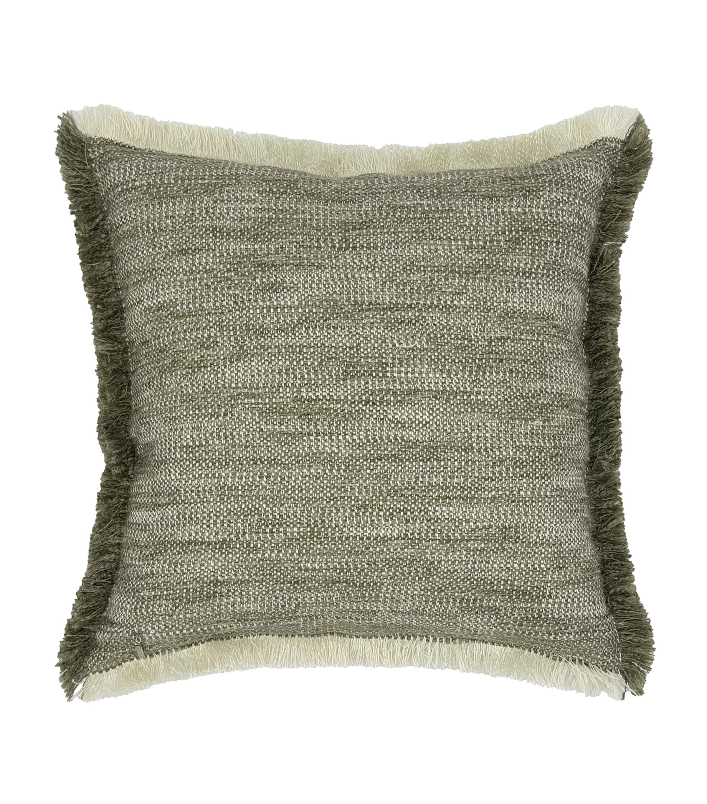 Linen-Wool-Blend Fringe Tatami Cushion (50cm x 50cm) TEA Image 4