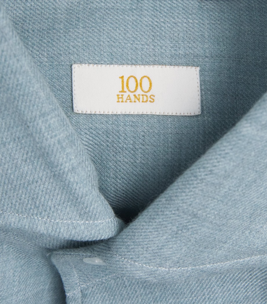 100HANDS Mens Cotton Flannel Shirt Ocean Grey Image 6