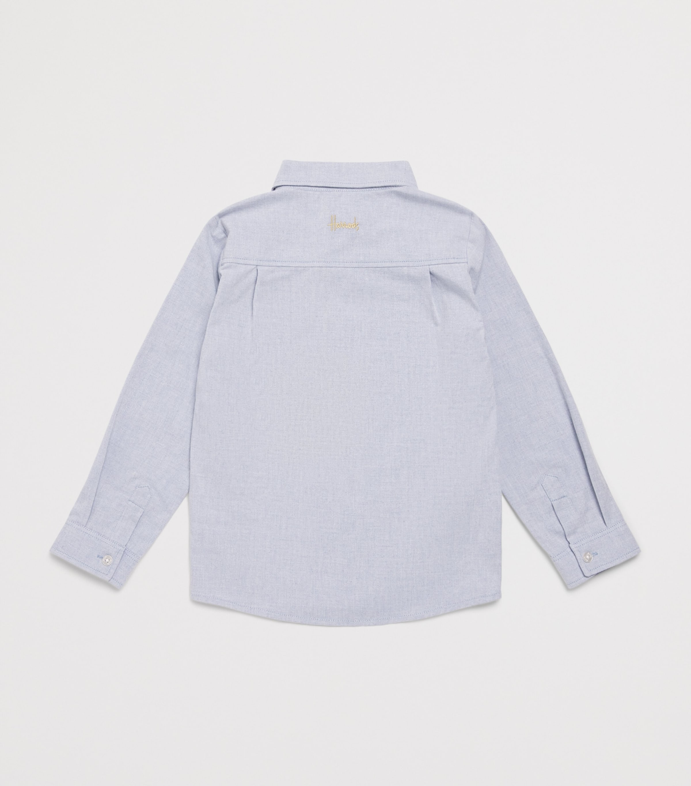 Harrods Cotton-Blend Chambray Shirt Blue Image 2