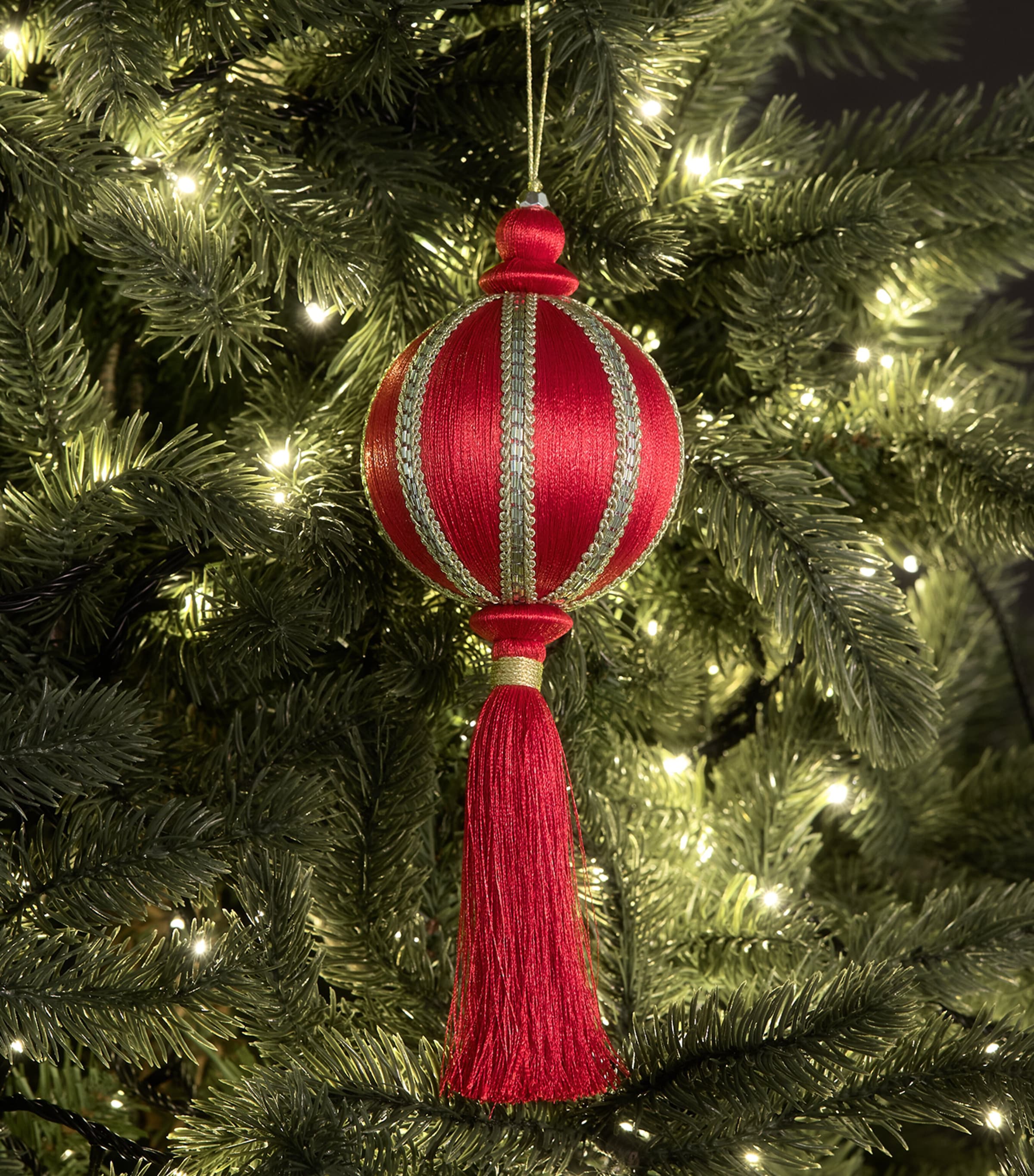 Tinker Tailor Lace-Trim Tasselled Bauble Red & Gold Image 3