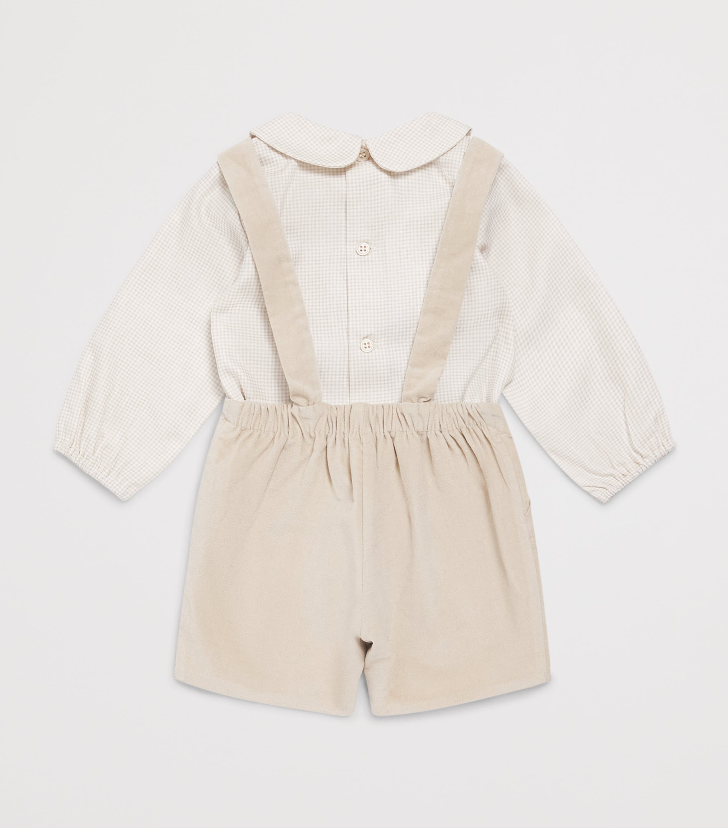Paz Rodriguez Cotton Shirt and Shorts Set (1-24 Months) Sand Image 2