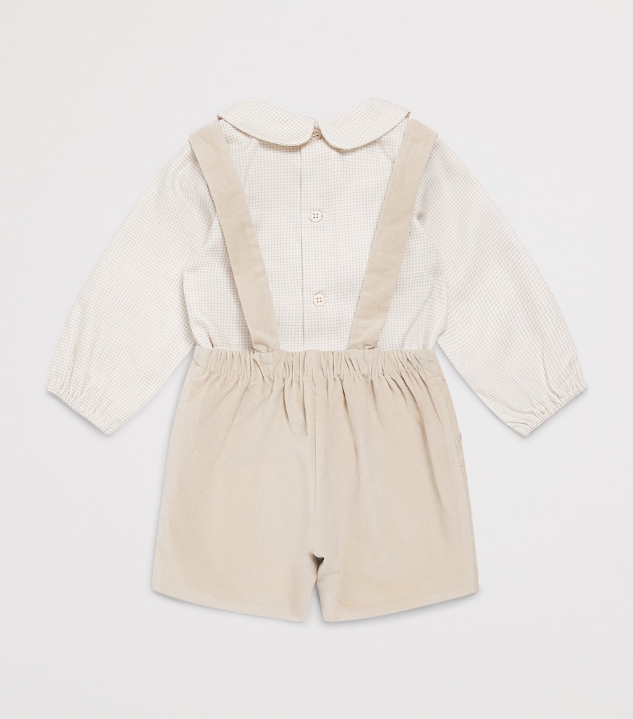 Paz Rodriguez Cotton Shirt and Shorts Set (1-24 Months) Sand Image 2