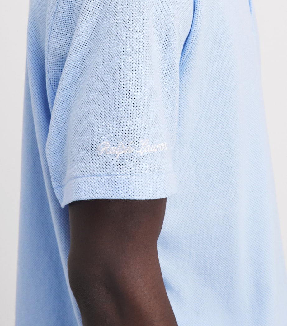 Polo Ralph Lauren Mens x Wimbledon Cotton Mesh Polo Shirt Office Blue Image 3