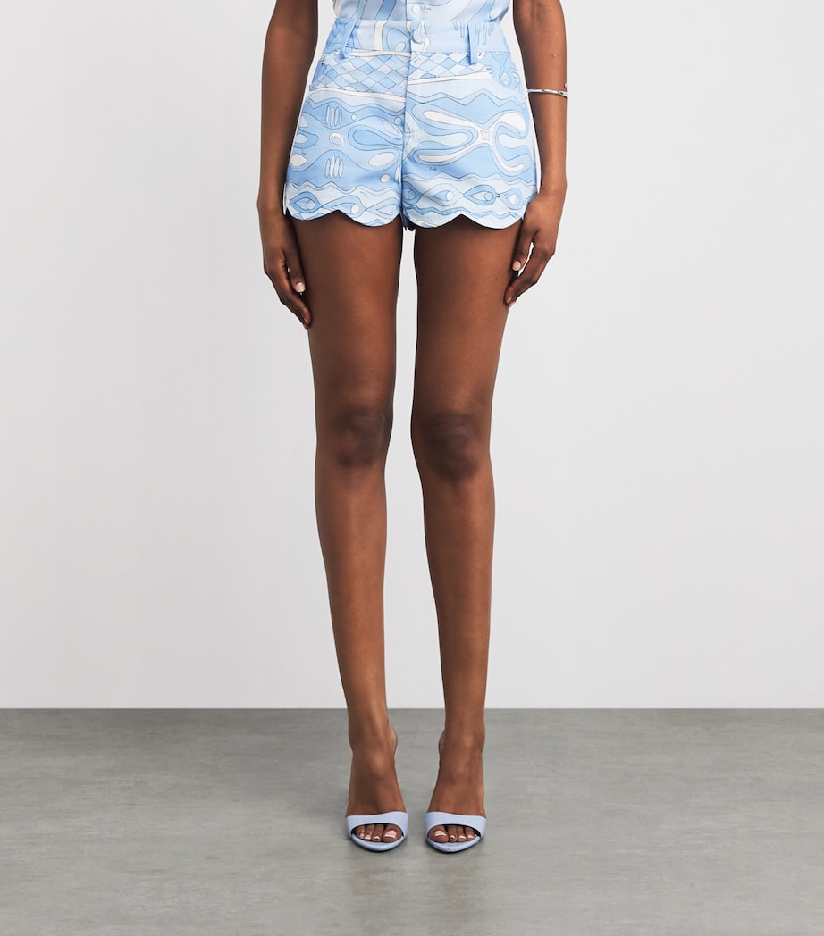 PUCCI Womens Cotton Scalloped Angoli Shorts Light Image 4