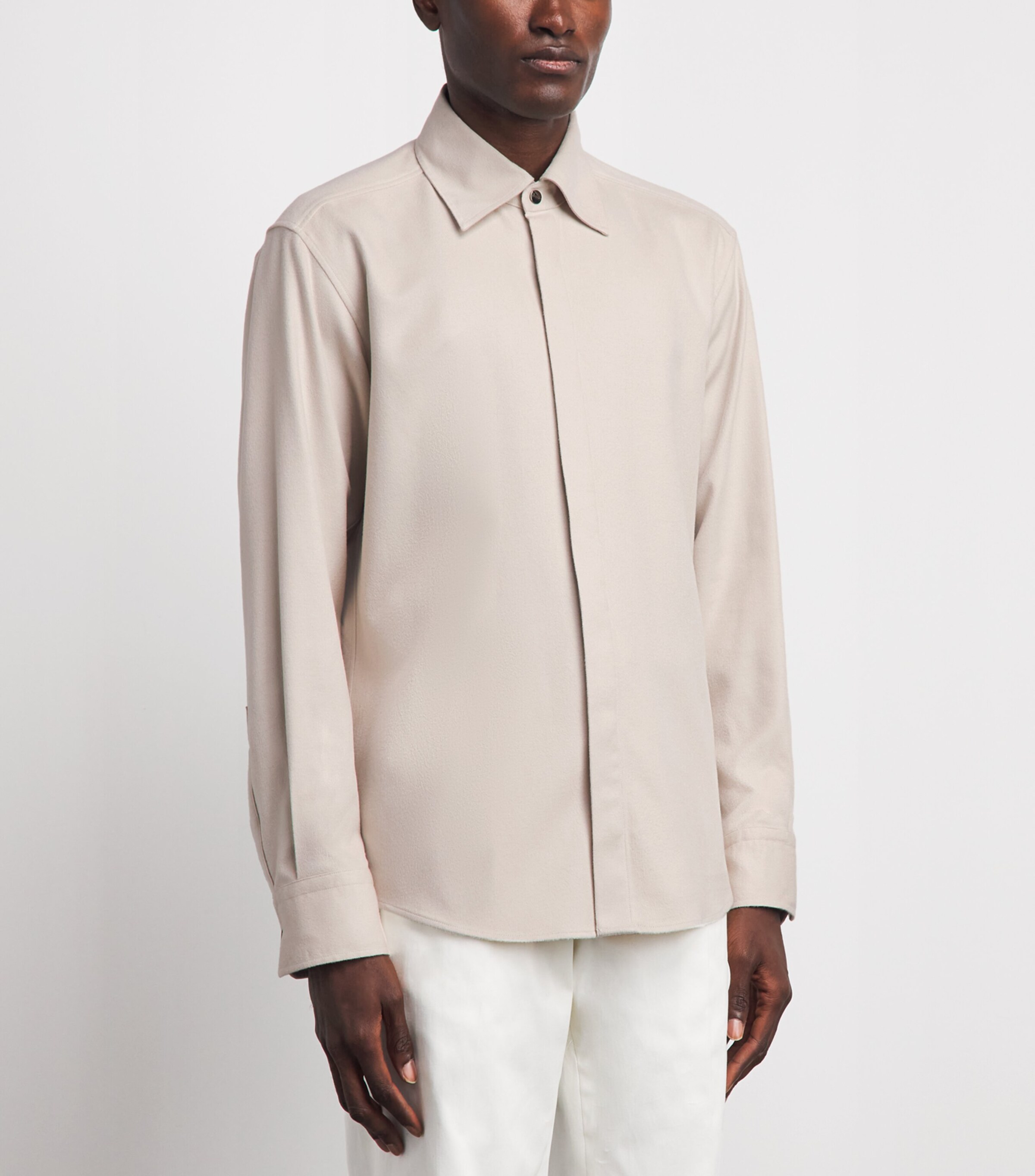Herno Mens Silk-Cashmere Shirt Chantilly Image 4