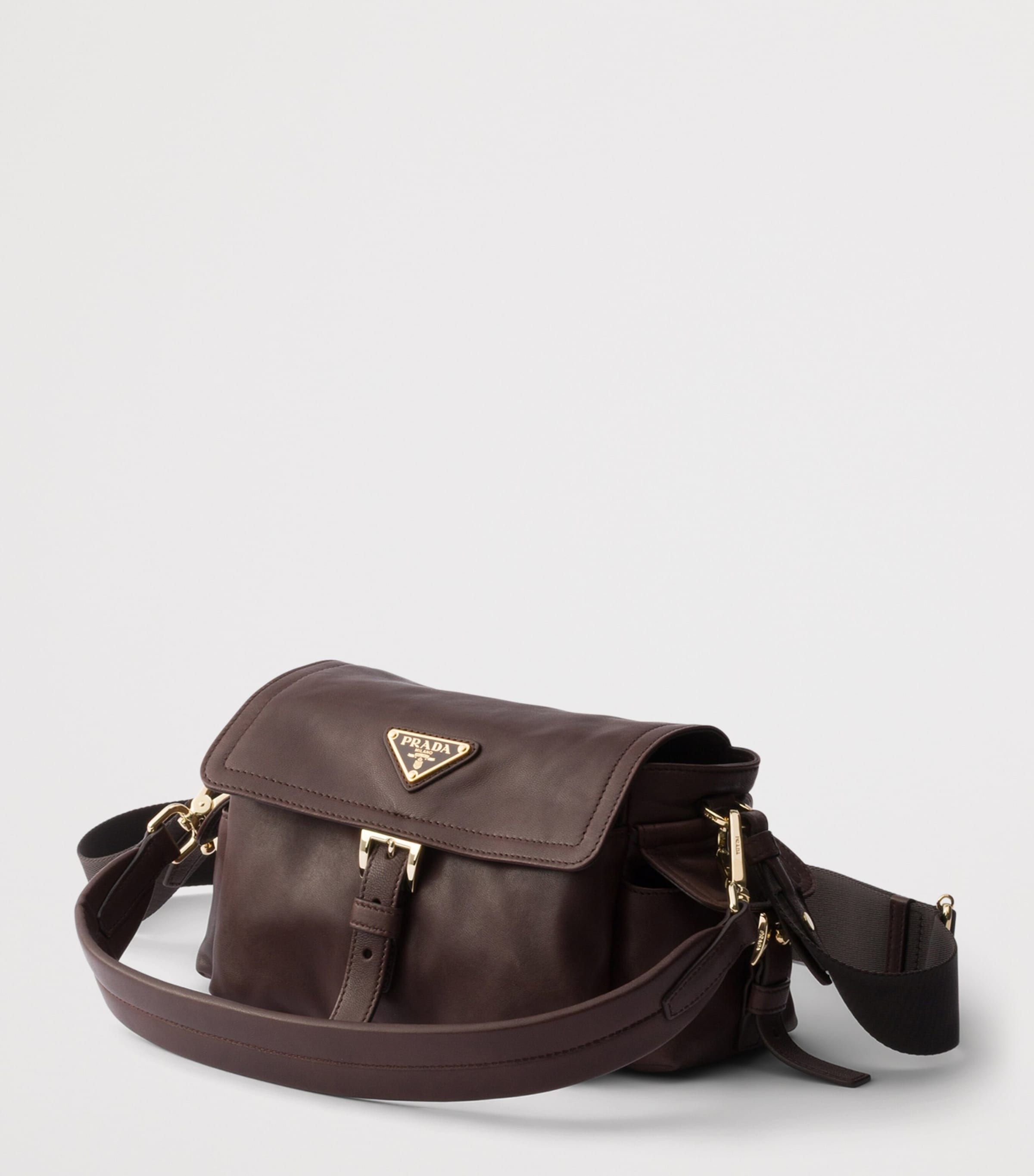 Prada Mini Lambskin Explore Shoulder Bag Brown Image 2