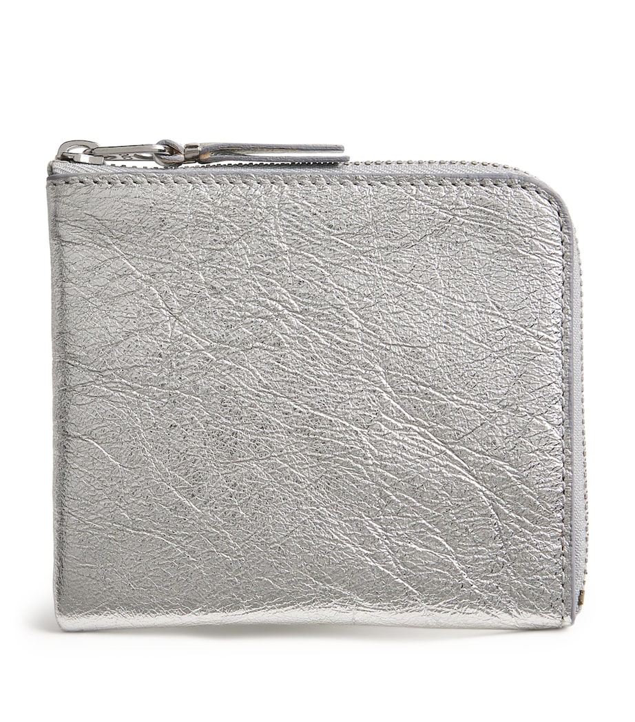 Comme Des Garçons Wallet Small Leather Half-Zip Wallet Silver Image 1