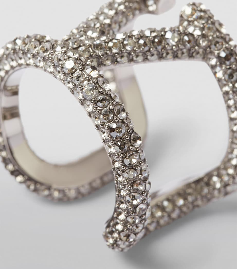 Crystal-Embellished VLogo Ring 68S Image 5