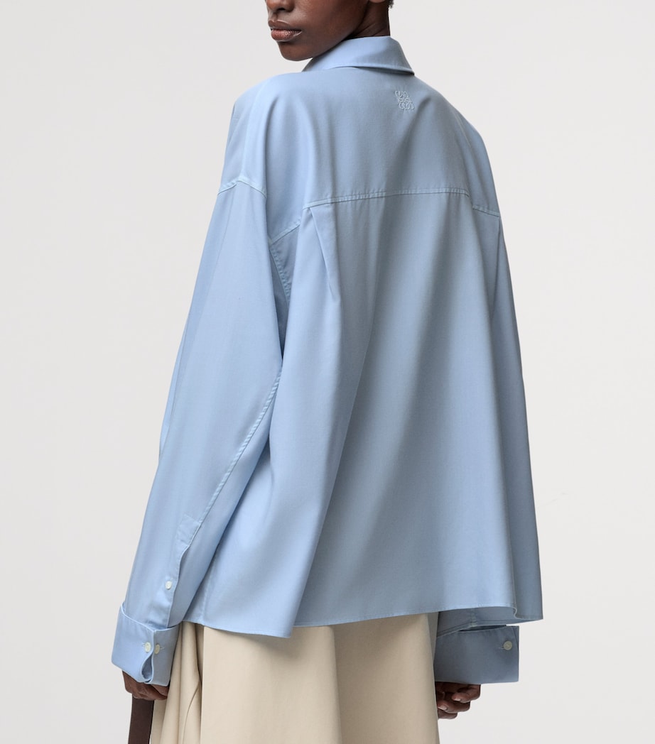 Wool-Silk Draped Shirt BLUE Image 5