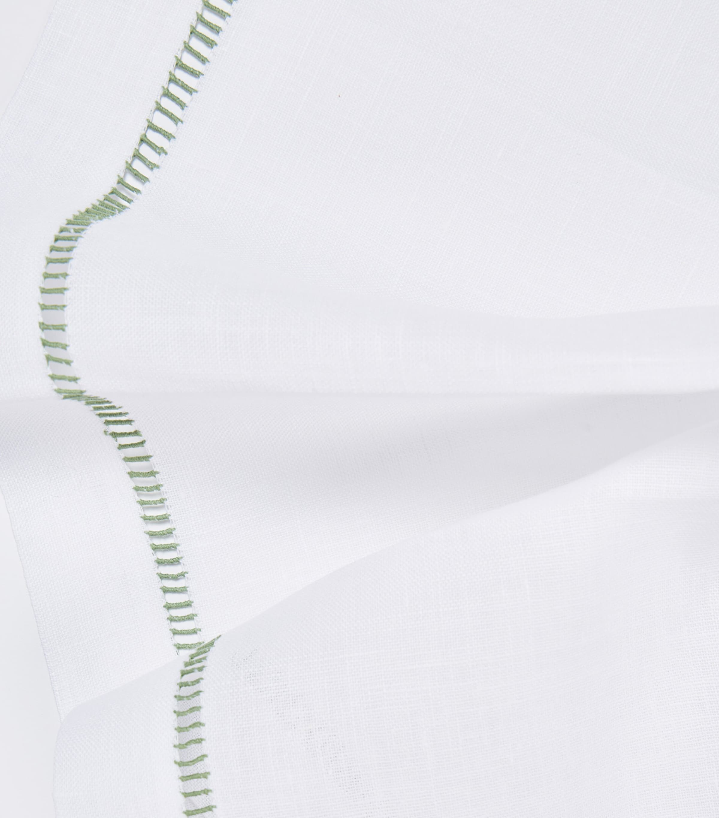 Linen Ladder Napkin (50cm x 50cm) WHITE / CELADON Image 4