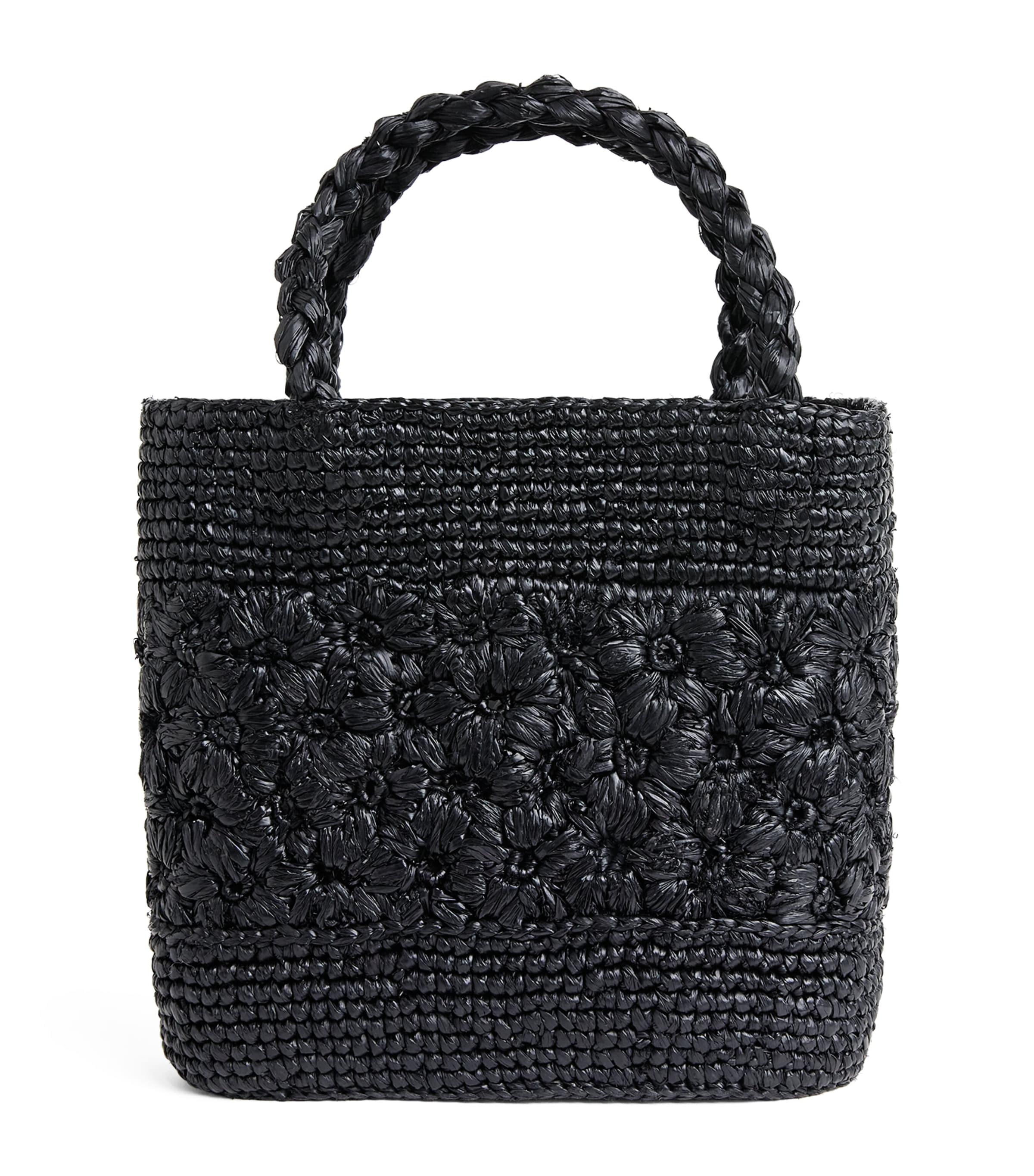 Rixo Raffia Milana Top-Handle Bag Black Image 1