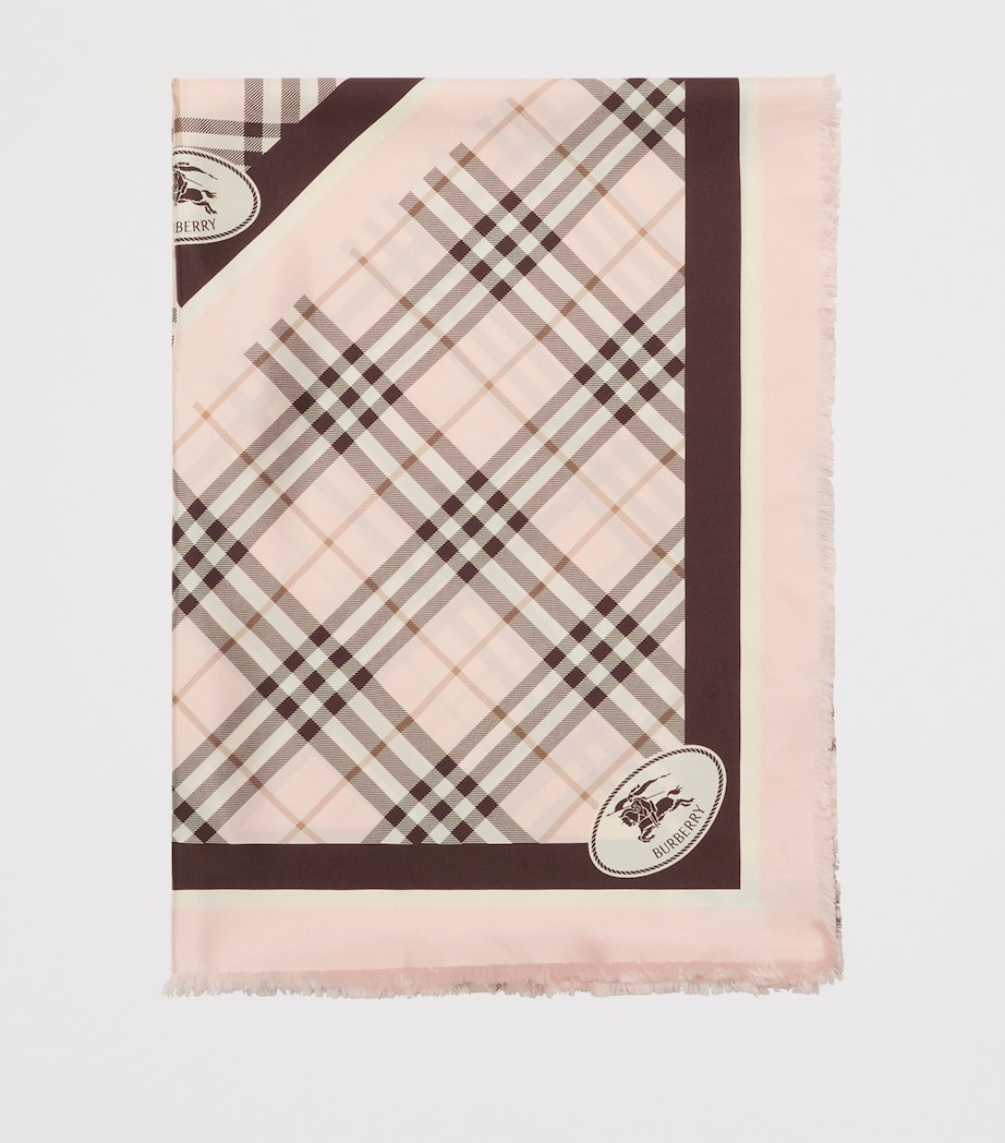 Silk Check Knight Motif Scarf BOW PINK Image 2