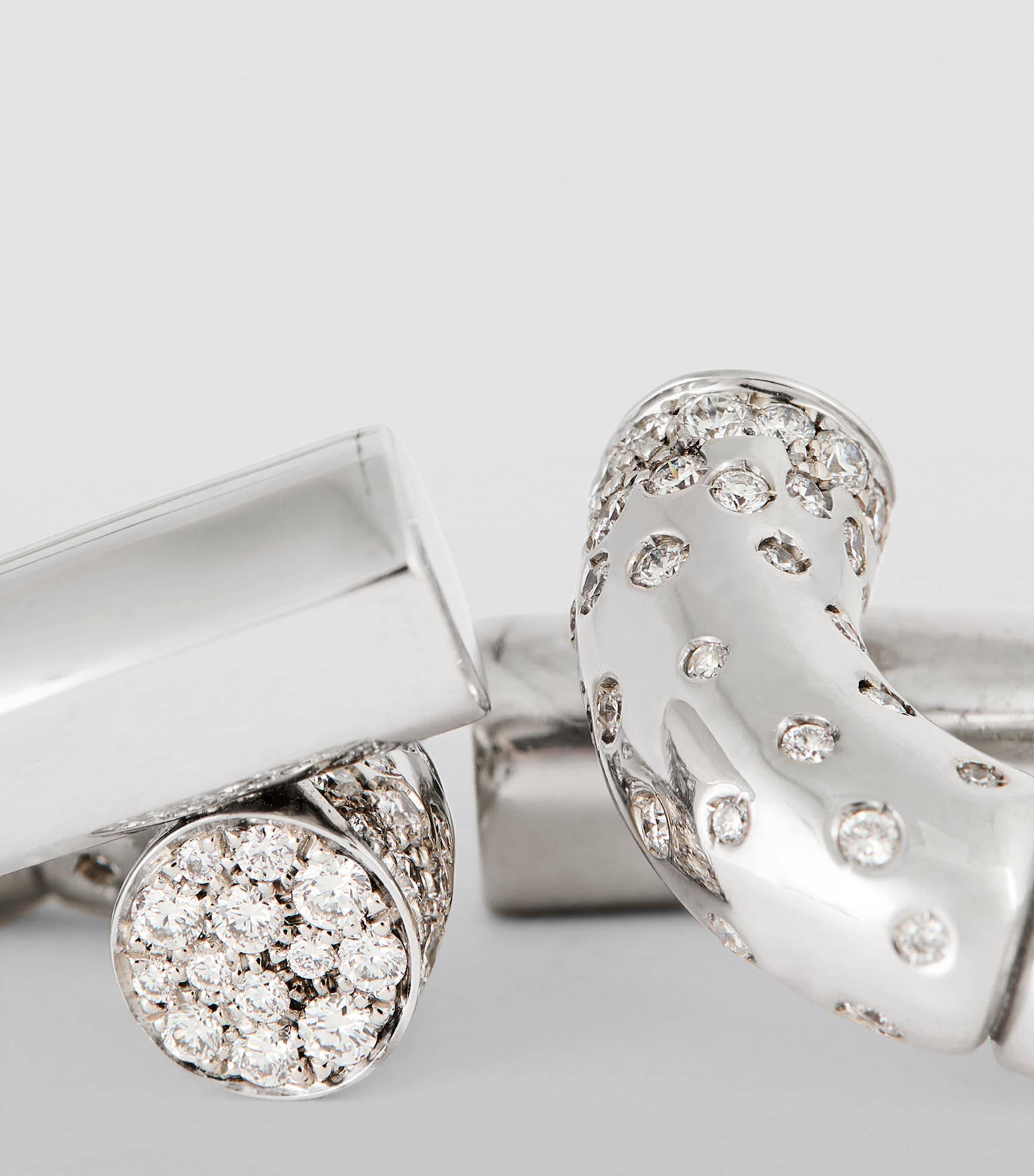 Tabayer Medium White Gold and Diamond Oera Hoop Earrings White Gold Image 6