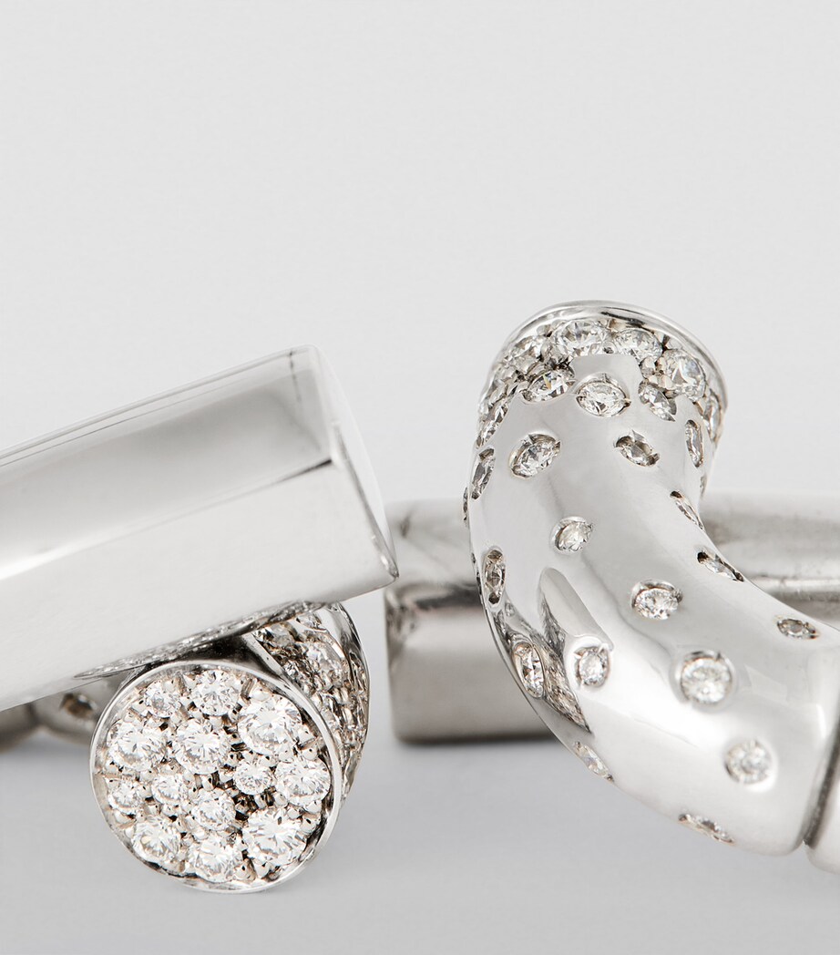 Tabayer Medium White Gold and Diamond Oera Hoop Earrings White Gold Image 6