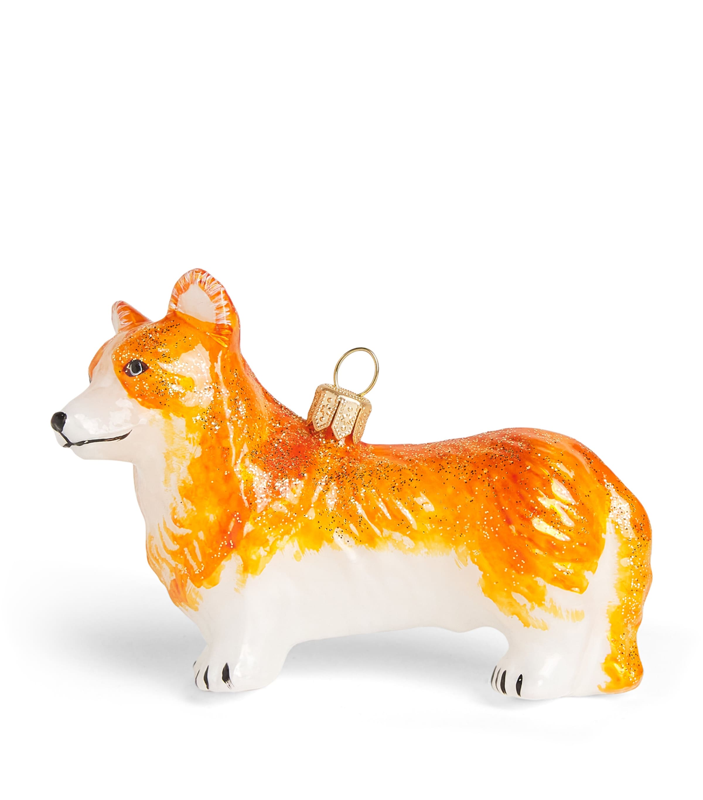 Harrods Glass Corgi Ornament In Animal Print