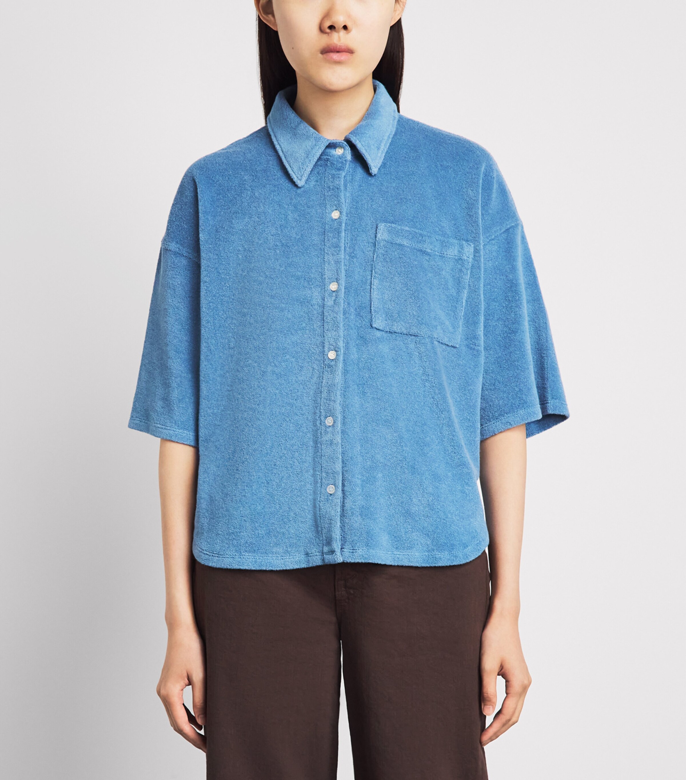 Citizens of Humanity Womens Terry Cotton-Blend Francis Shirt Oceanic Image 4