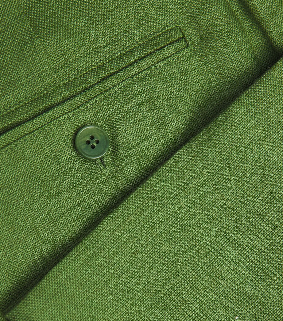 Linen Straight Tailored Trousers GREEN Image 5
