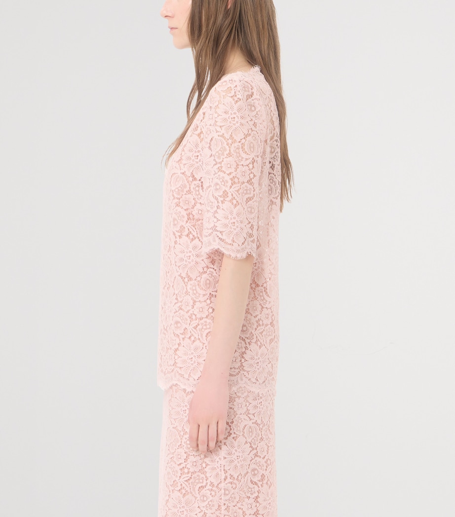 Valentino Womens Lace Boat-Neck Blouse Image 4