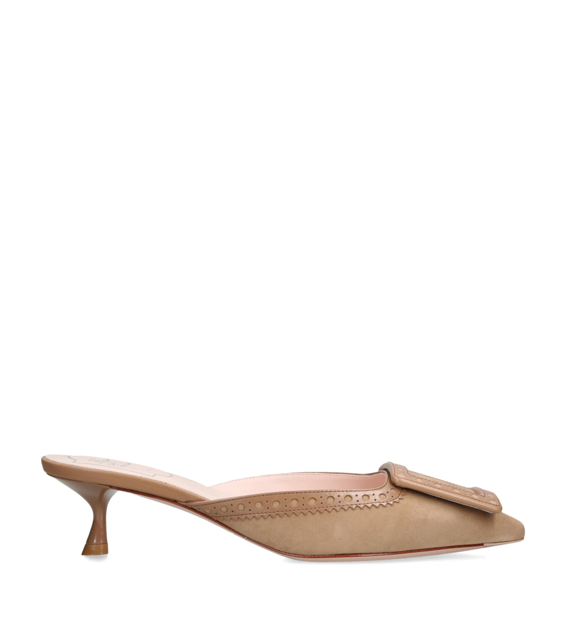 Roger Vivier City Perfo Mule 45 In Beige