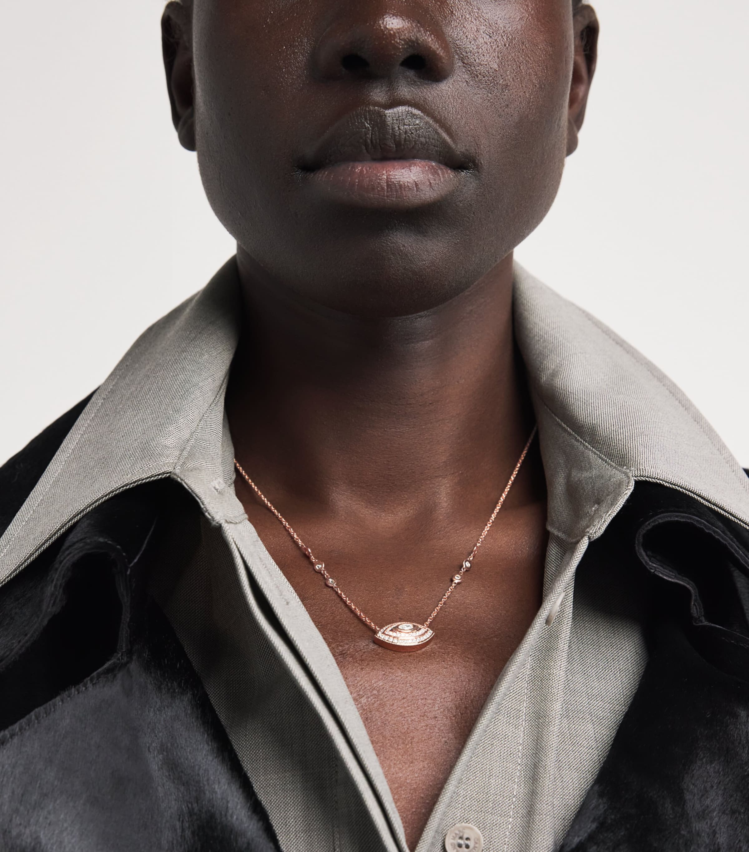 Rose Gold and Diamond Evil Eye Necklace ROSE GOLD Image 2