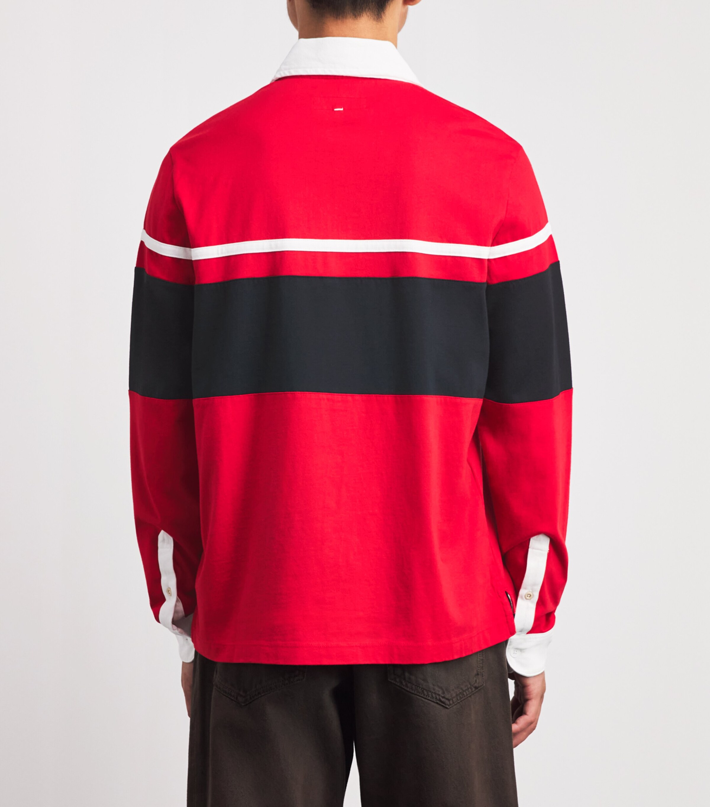 Rag & Bone Mens Cotton Stripe Polo Rugby Shirt Redmt Image 5