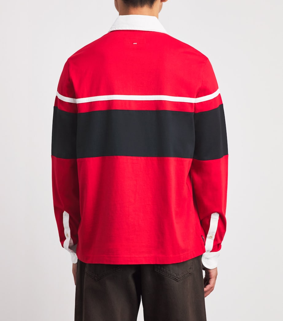 Rag & Bone Mens Cotton Stripe Polo Rugby Shirt Redmt Image 5