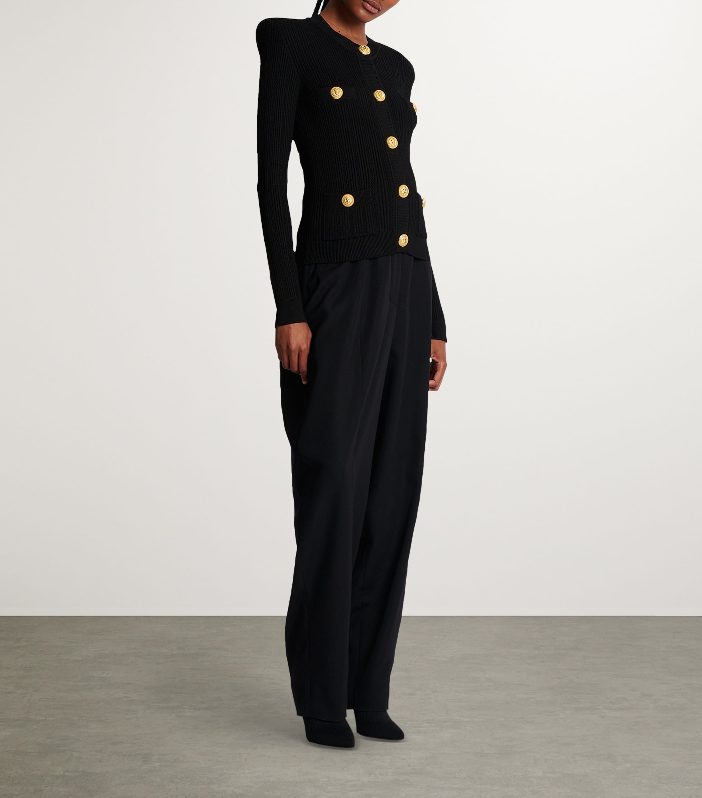 Wool-Blend Structured Cardigan 0PA NOIR Image 2