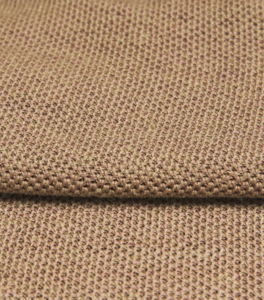 Sunspel Mens Linen-Silk Honeycomb Polo shirt Brgt Hazelwood Image 6