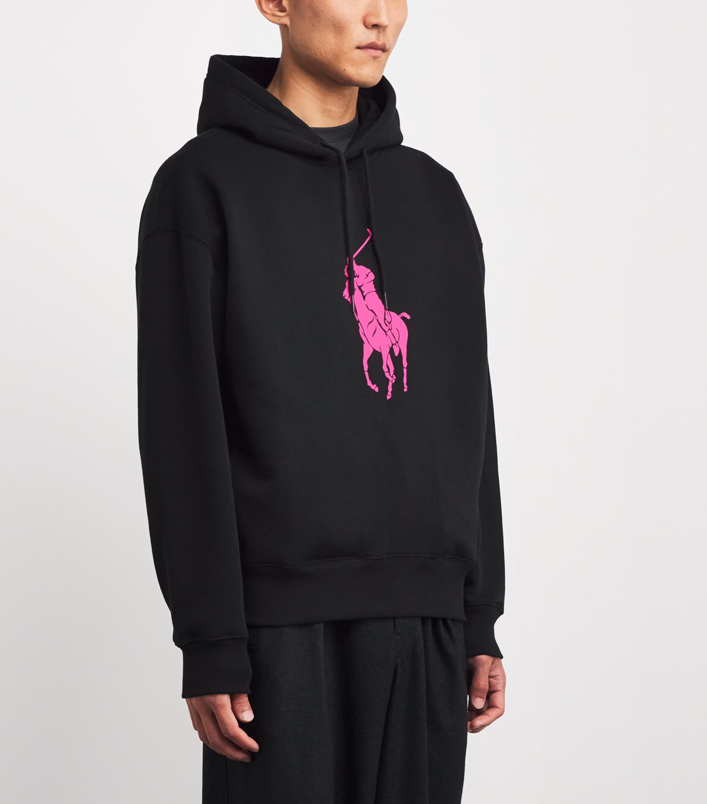 Polo Ralph Lauren Black Cotton-Blend Large Logo Hoodie | Harrods US