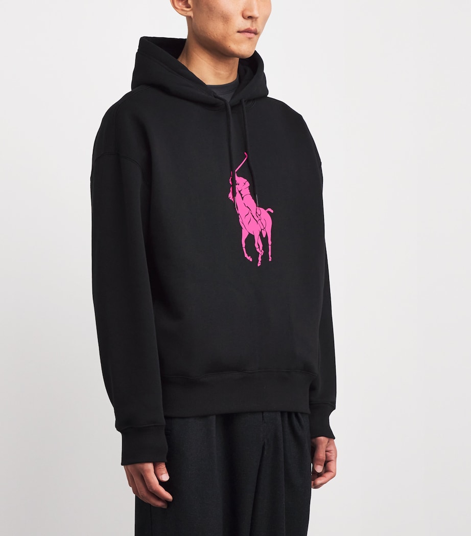 Cotton-Blend Large Logo Hoodie POLO BLACK Image 3