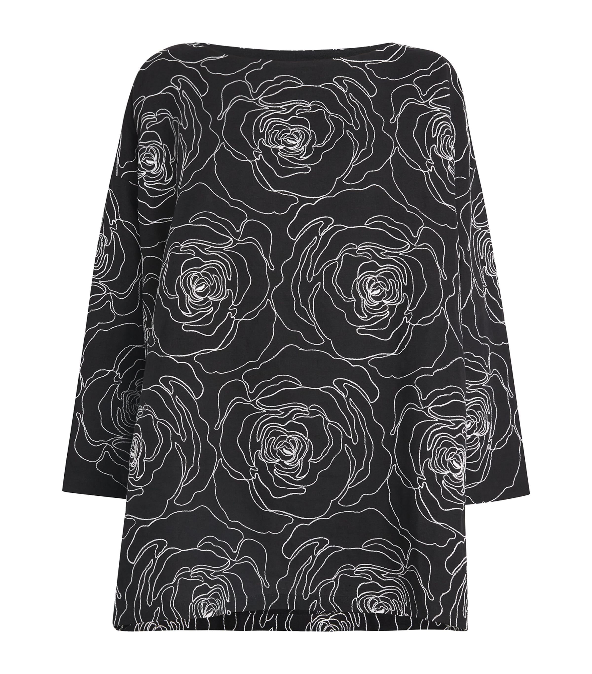 Eskandar Linen-cotton Embroidered Tunic Top In Black