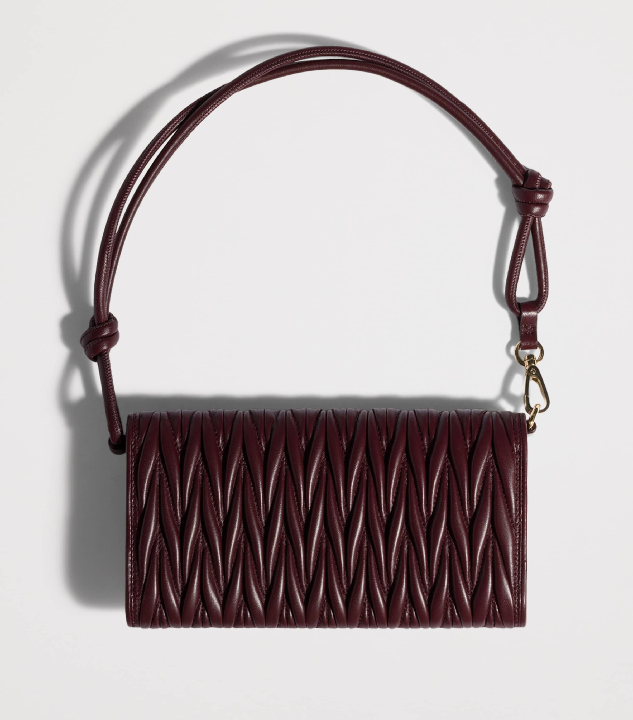 Miu Miu Leather Matelassé Chain Wallet Burgundy Image 3