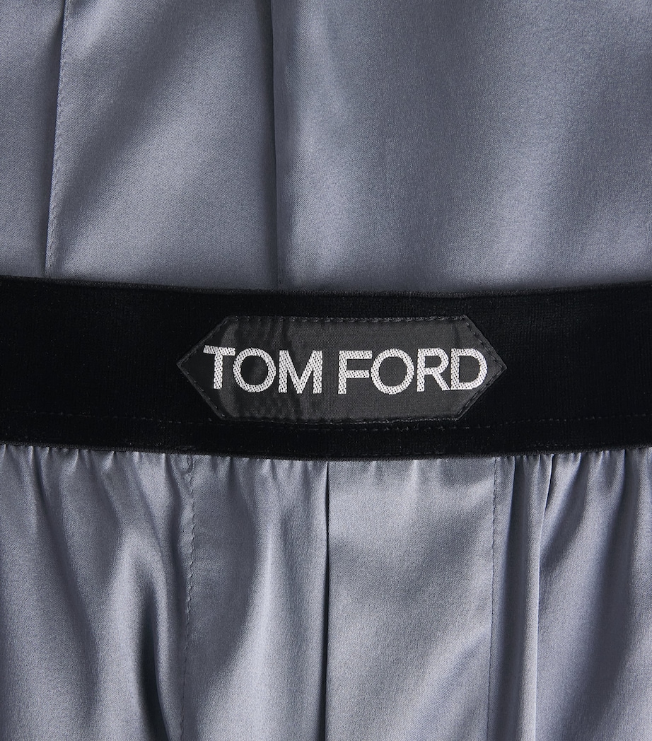 TOM FORD Mens Silk-Blend Pyjama Trousers Dark Grey Image 6