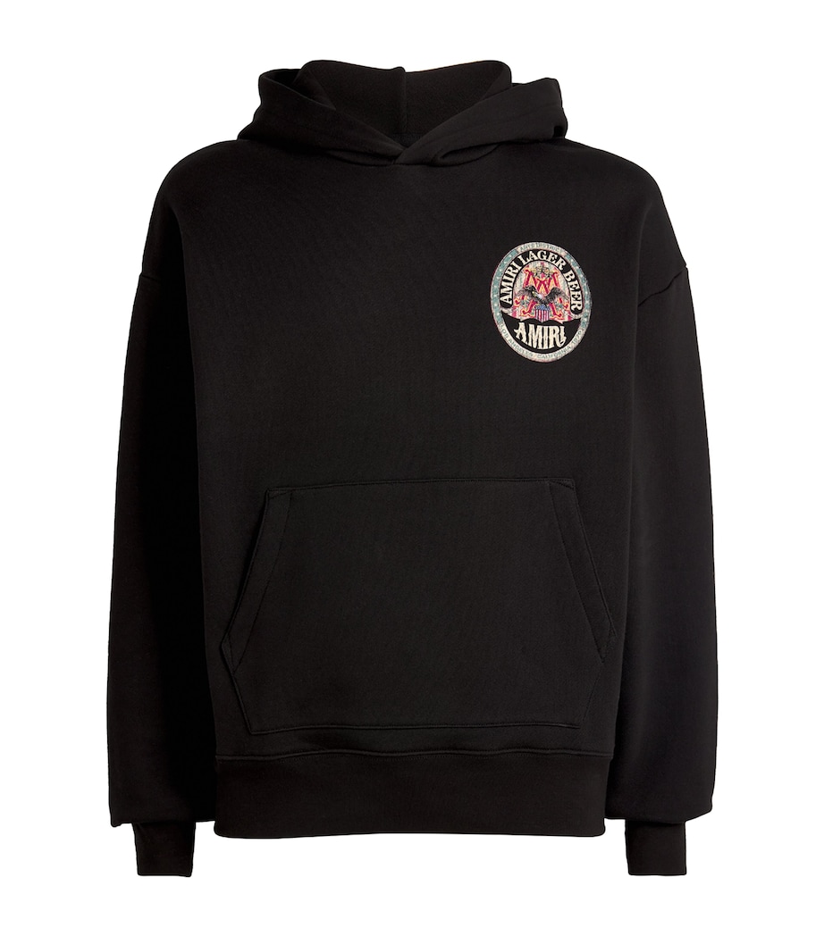 Eagle Print Oversized Hoodie BLACK Image 1