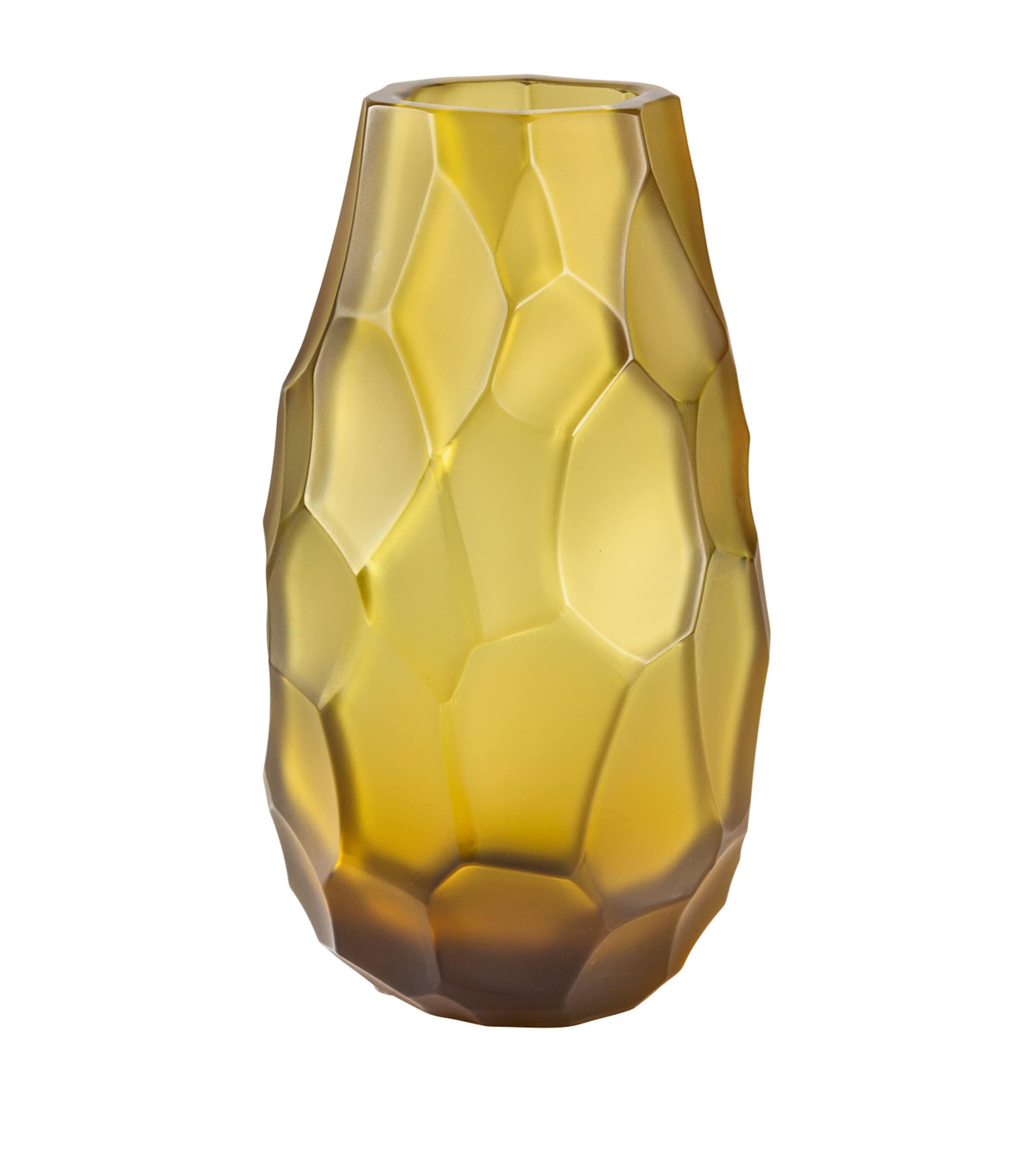 Lalique Small Crystal Silex Vase In Yellow