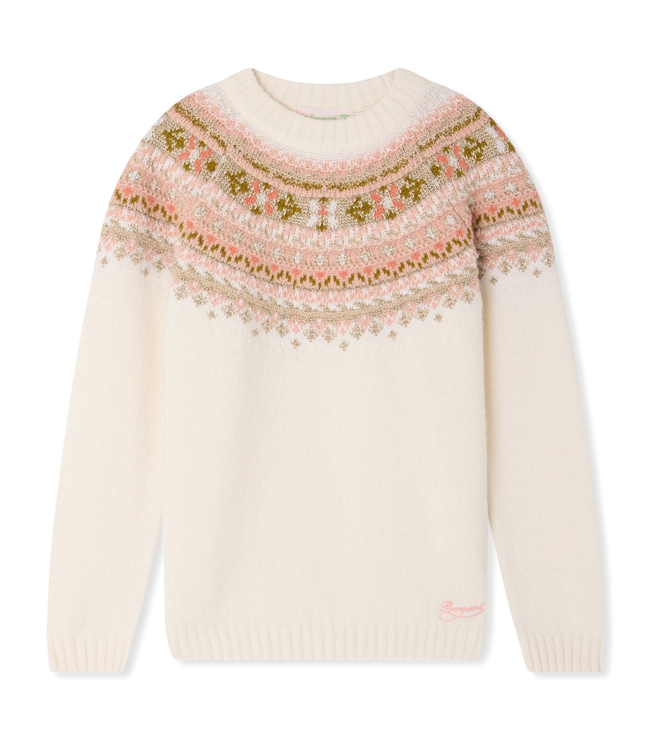 Bonpoint Wool-Blend Jacquard Sweater (4-8 Years) Blanc Naturel Image 1