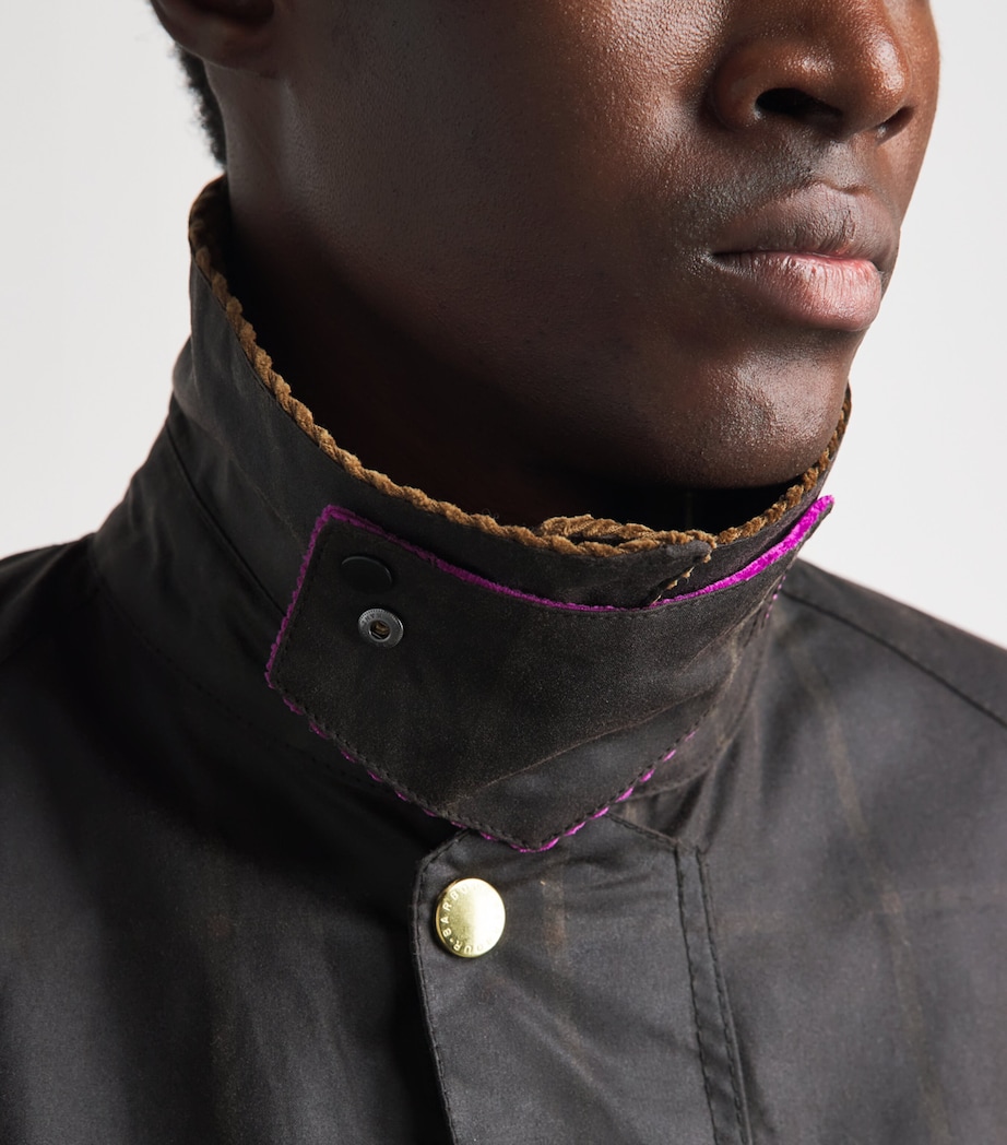 Barbour Mens x Paul Smith Waxed Transport Windowpane Jacket Rustic/bark Image 6