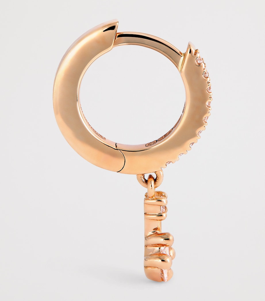 Rose Gold and White Diamond Bold Drop Earrings 18K RG/WD Image 4