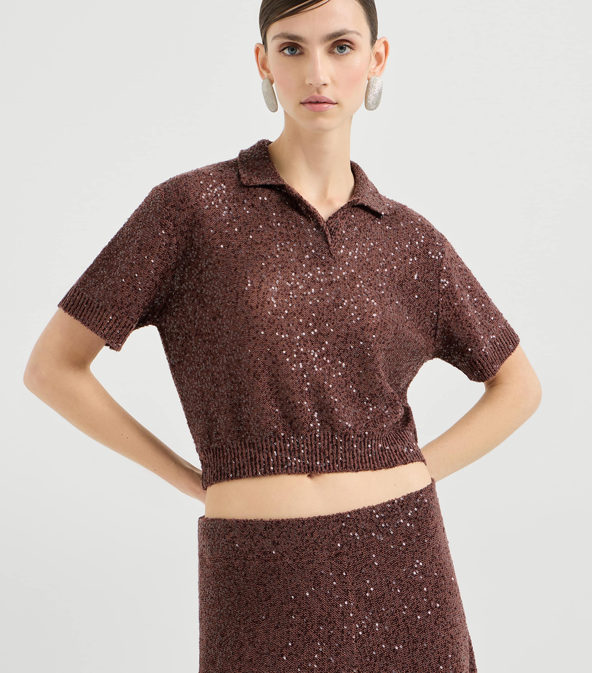 Sequin Collared Top C9092 Image 3