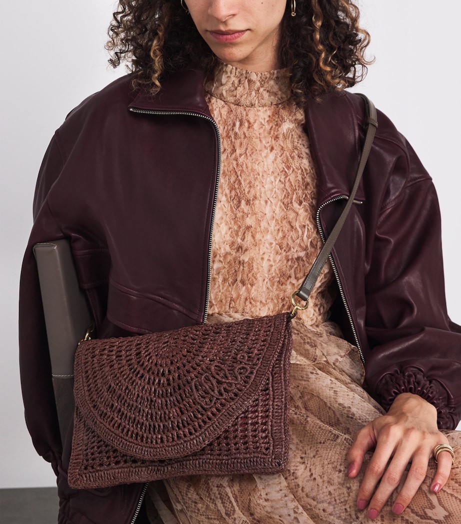 Raffia Summer Banana Shoulder Bag KOHL BROWN Image 5