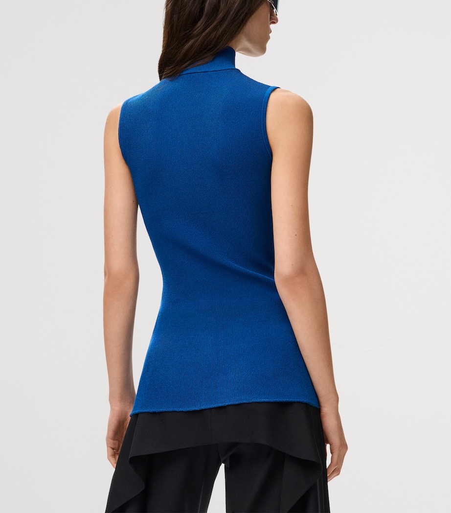 LOEWE Womens Sleeveless Rollneck Top Blue Image 4