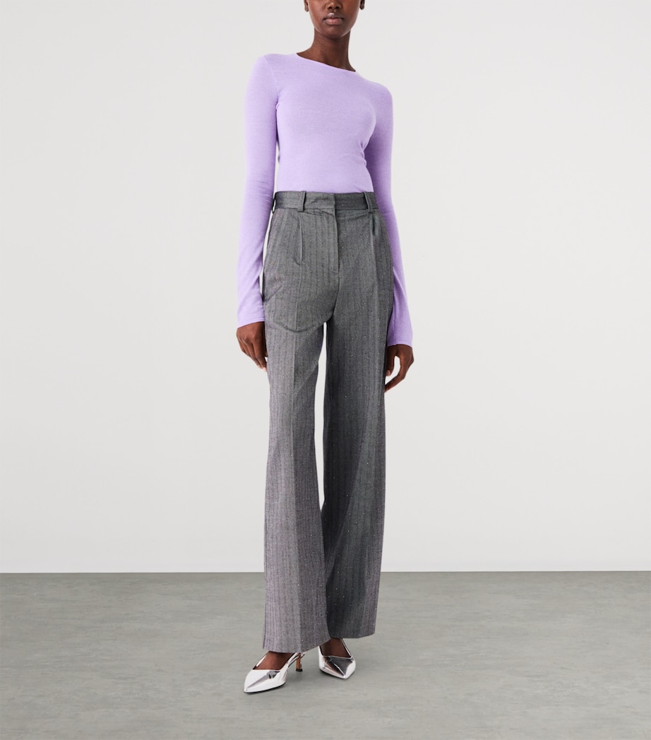 Maje Womens Wool Crew-Neck Sweater Parma Violet Image 2