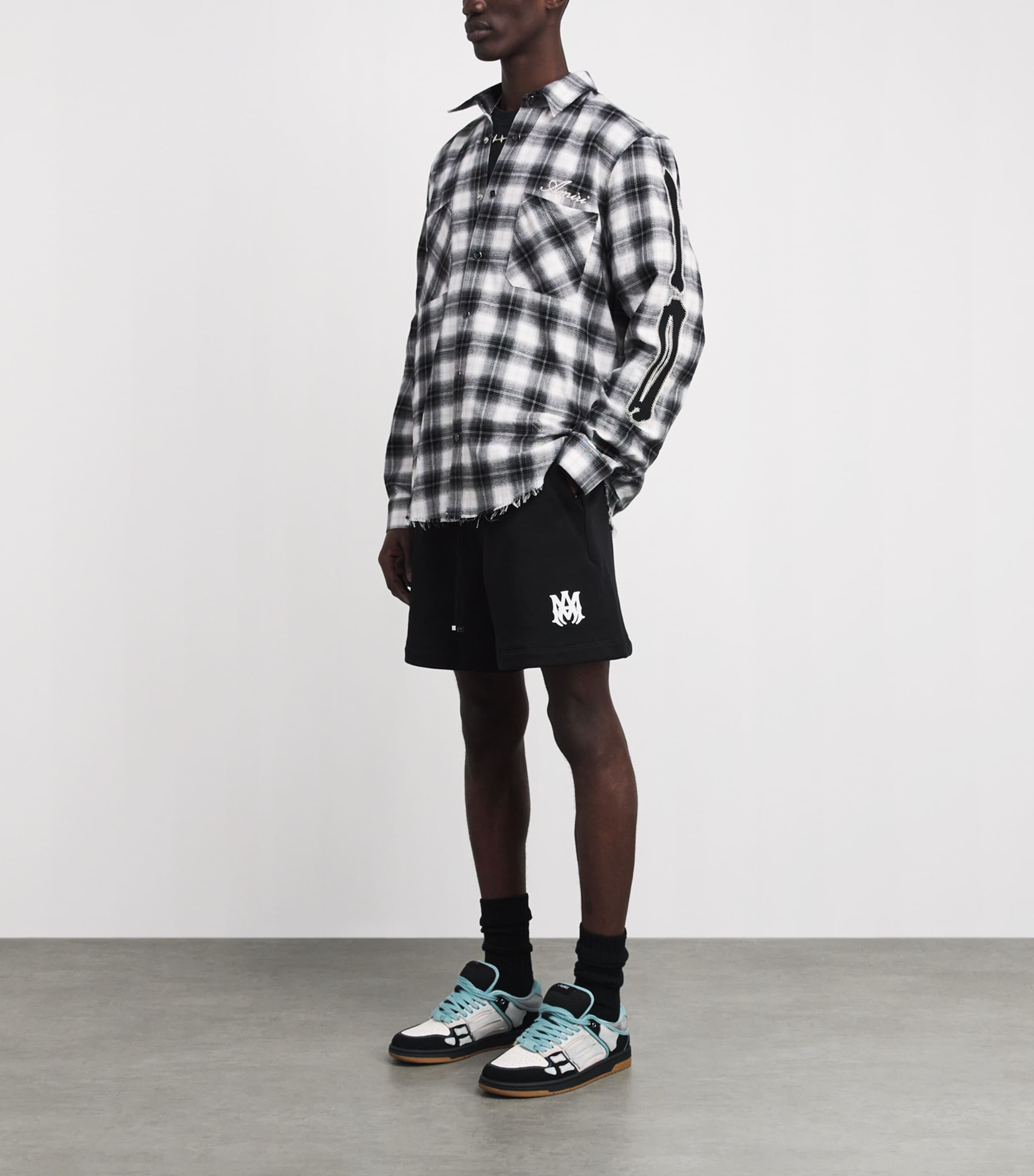AMIRI Mens Cotton MA Logo Sweat Shorts Black Image 2