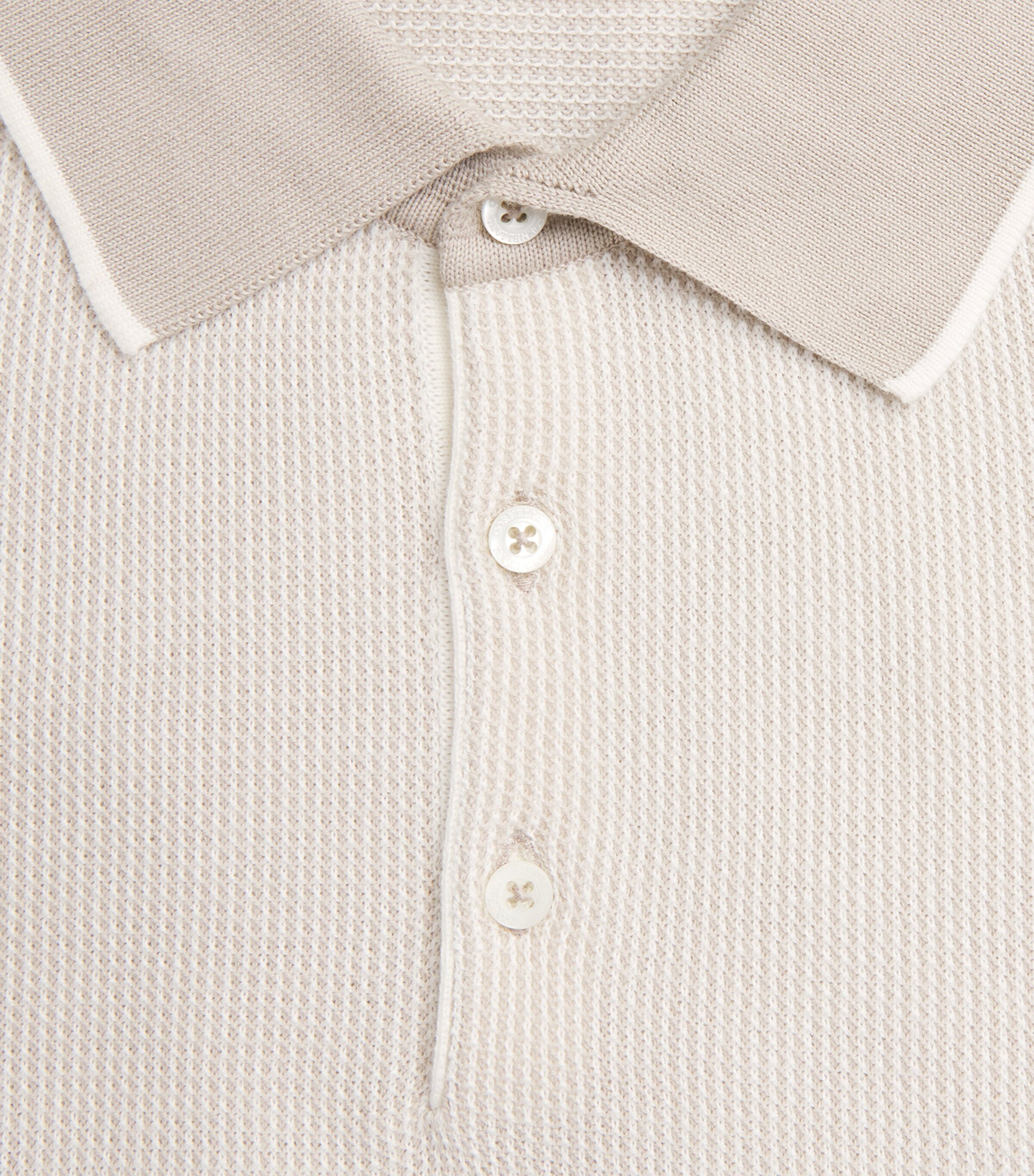 Corneliani Mens Cotton Two-Tone Polo Shirt Natural / Beige Image 6