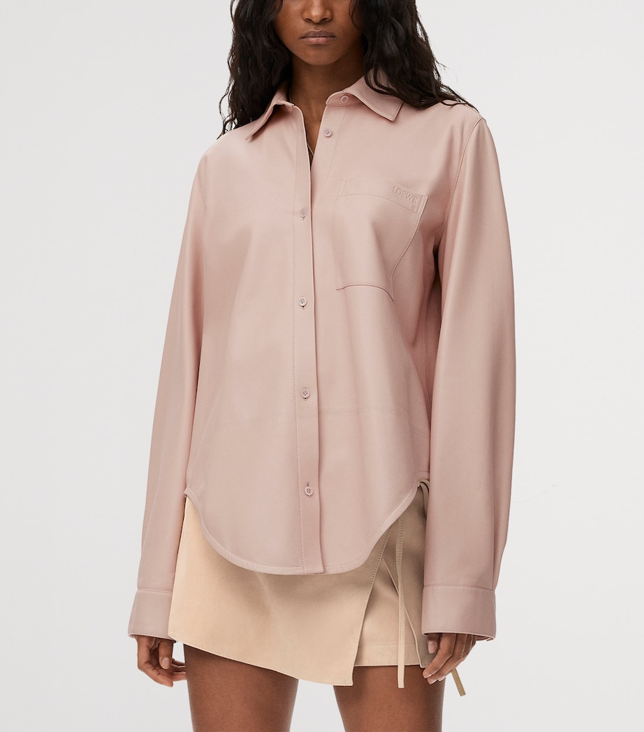 LOEWE Womens x Paula's Ibiza Leather Logo Shirt Light Pink Image 3