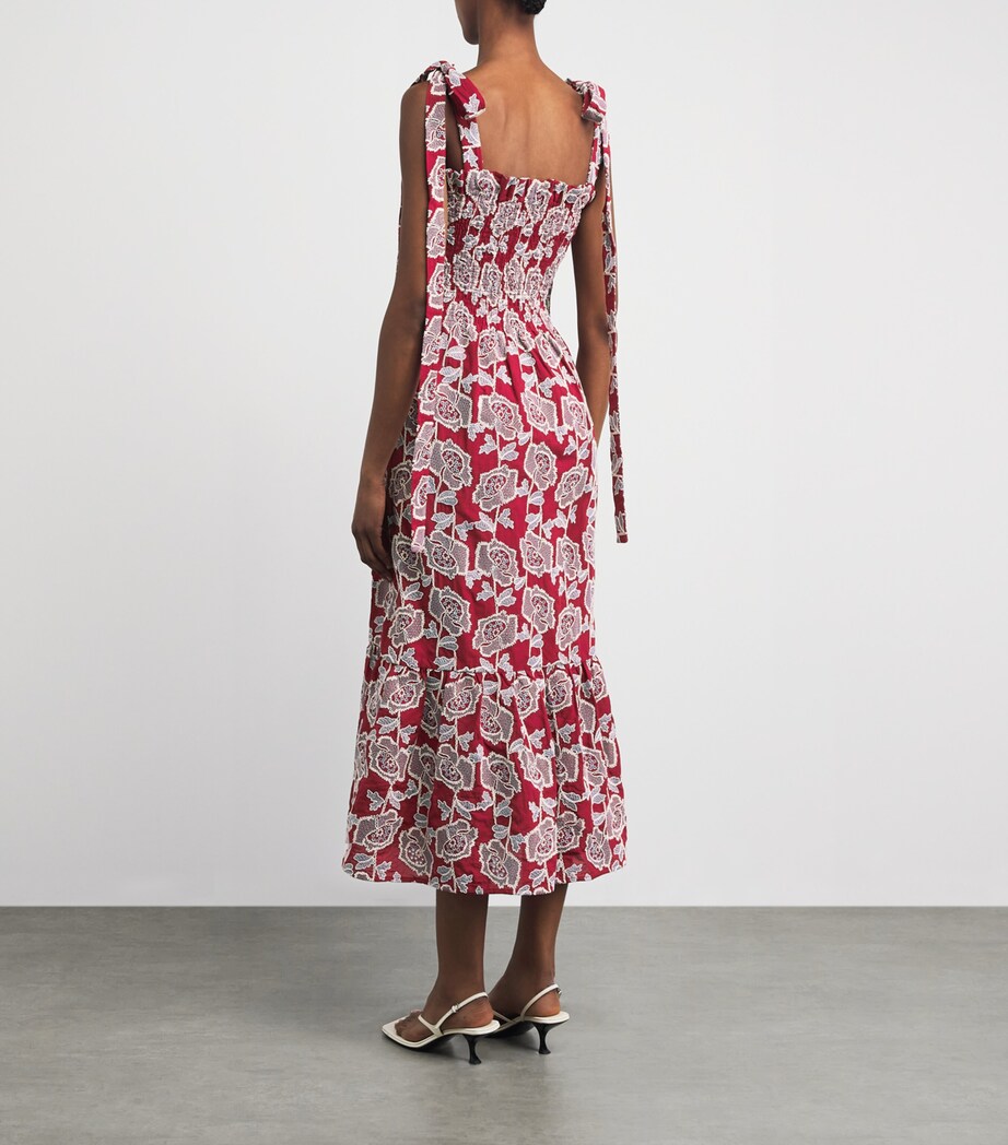 Erdem Womens Embroidered Floral Midi Dress Cherry Image 4