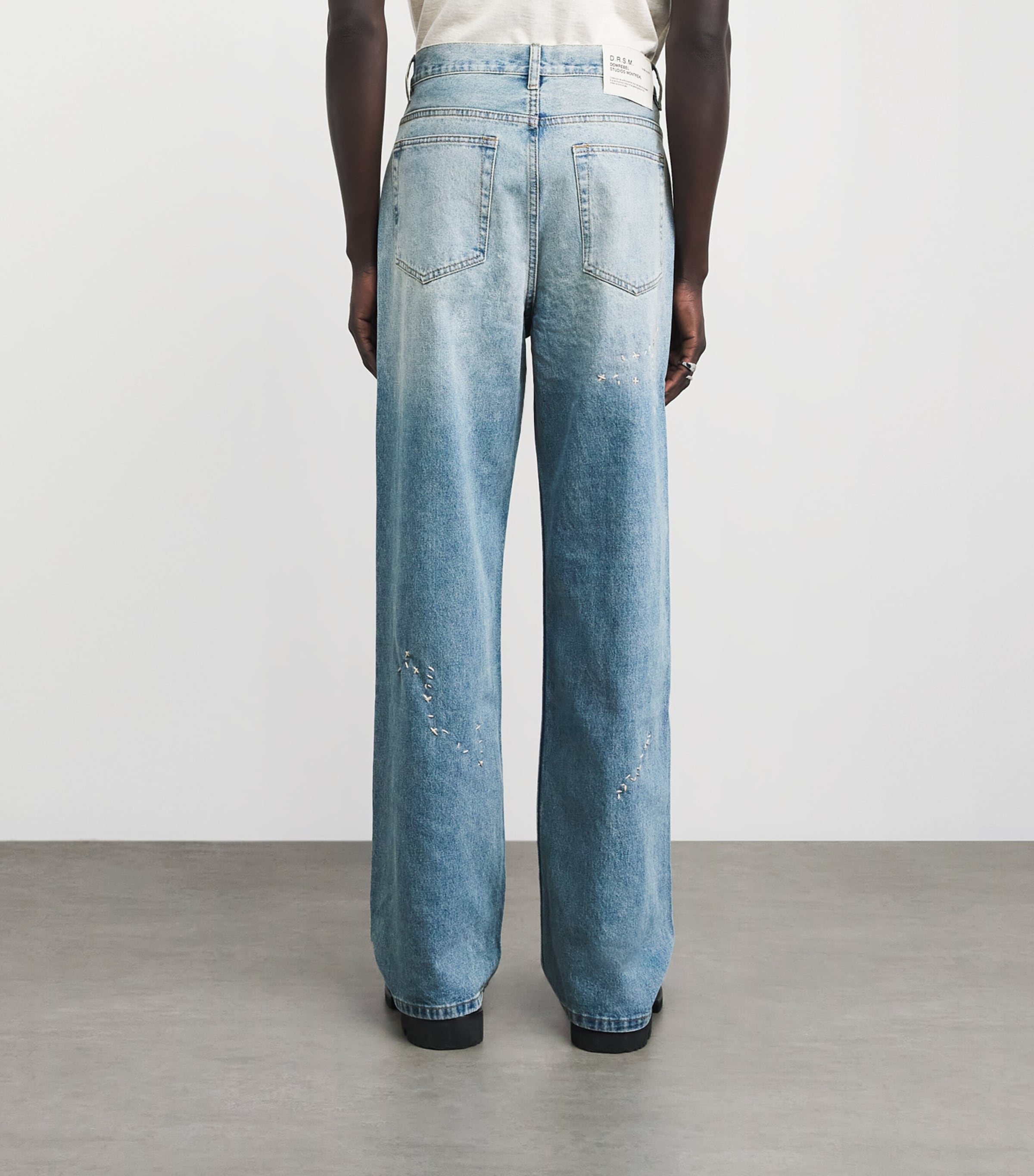 DOMREBEL Mens Jerk Bootcut Jeans Mid Blue Image 5
