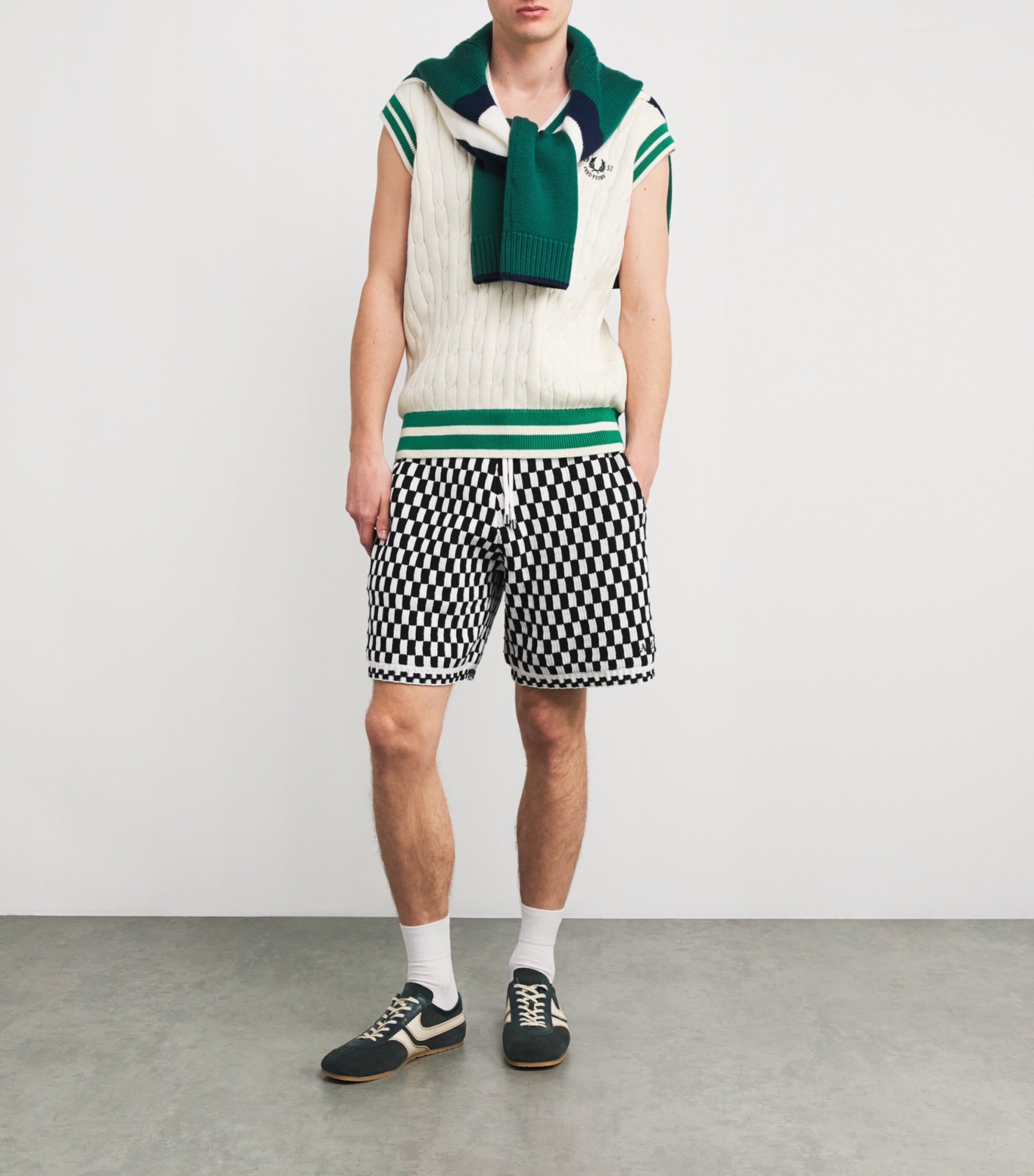 Cotton-Blend Cable-Knit Sweater Vest 560-ECRU Image 2