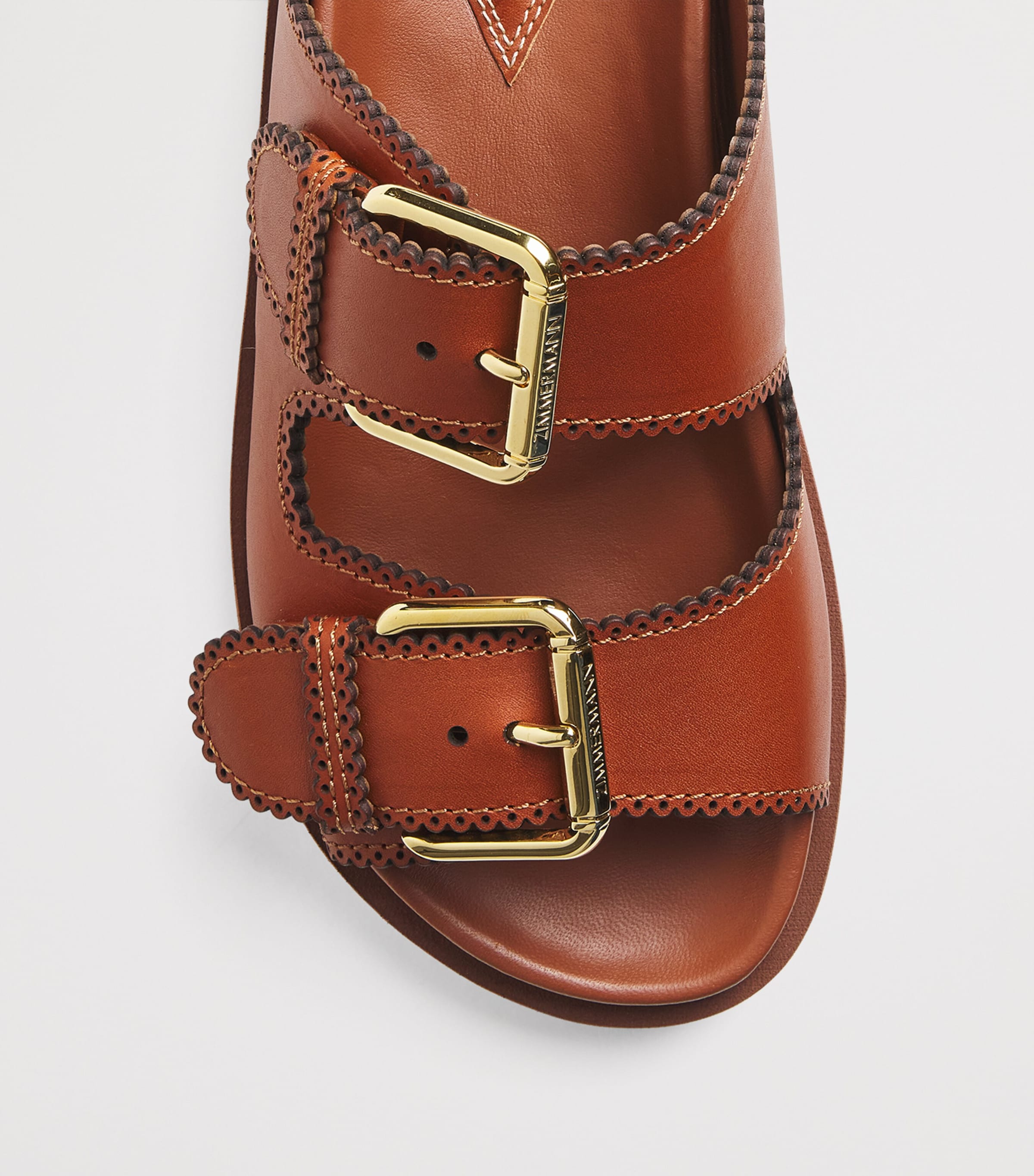 Leather Goldie Buckle Sandals PECN/PECAN Image 5