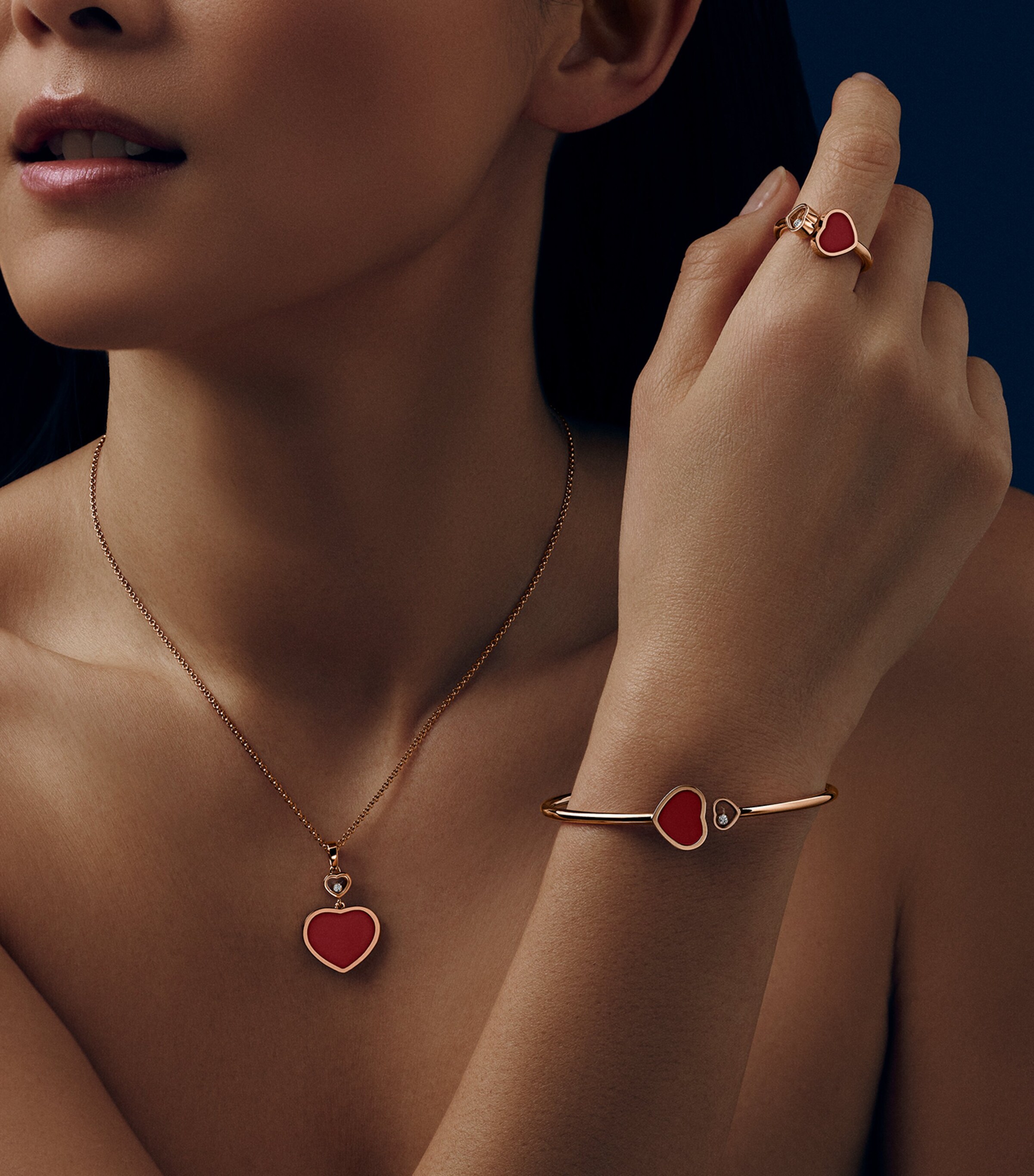 Rose Gold and Diamond Happy Hearts Bangle 18K ROSE GOLD Image 4